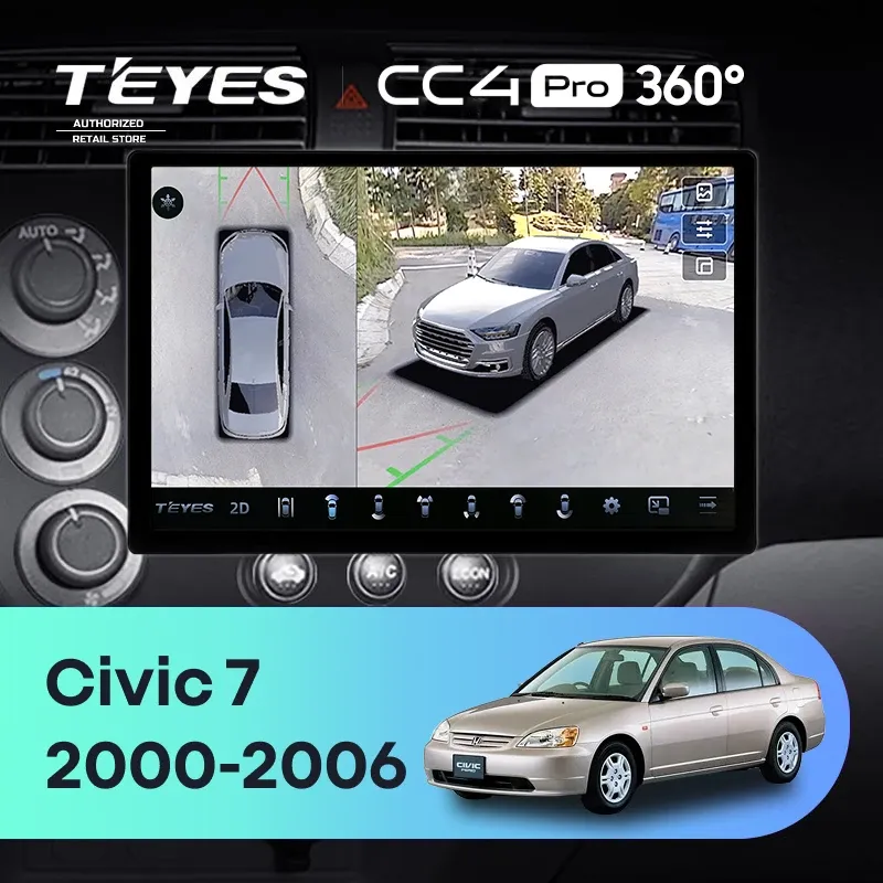 Штатная магнитола Teyes CC4 Pro 360 8/128 Honda Civic 7 (2000-2006) F1 (11")