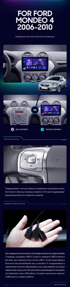 Штатная магнитола Teyes CC3 4/32 Ford Mondeo 4 (2006-2010)