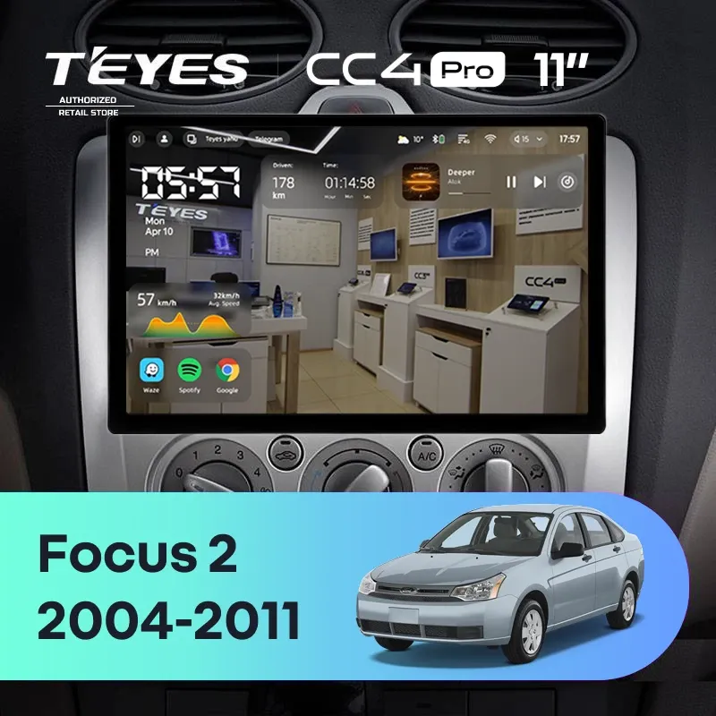 Штатная магнитола Teyes CC4 Pro 360 12/256 Ford Focus 2 Mk 2 (2004-2011) F1 (11")