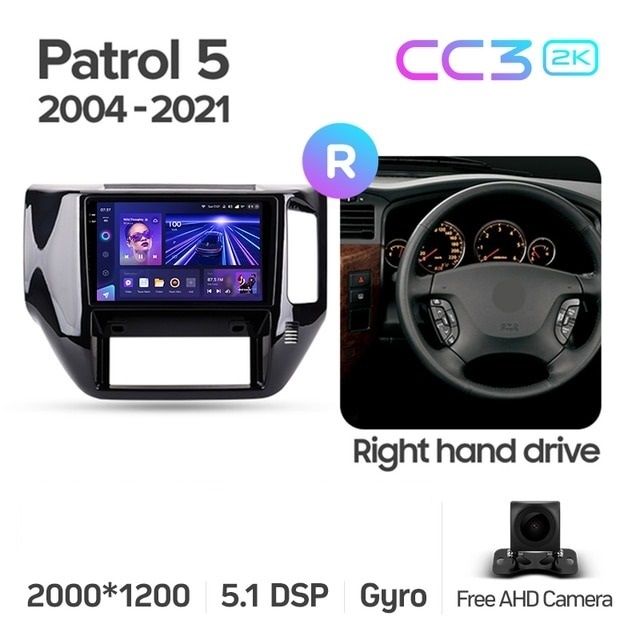 Штатная магнитола Teyes CC3 2K 6/128 Nissan Patrol V 5 Y61 (2004-2021) F3 Правый руль