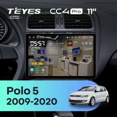 Штатная магнитола Teyes CC4 Pro 8/128 Volkswagen Polo 5 (2008-2020) (11") (матовая)