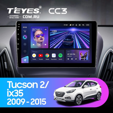 Штатная магнитола Teyes CC3 4/32 Hyundai ix35 (2009-2015) (Tucson 2) Тип-C (10")