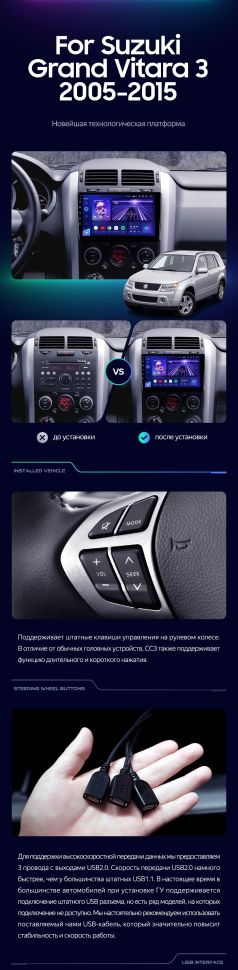 Штатная магнитола Teyes CC3 4/32 Suzuki Grand Vitara 3 (2005-2015)