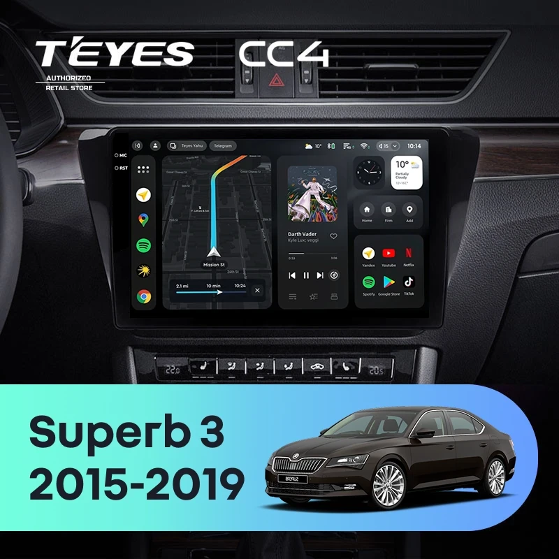 Штатная магнитола Teyes CC4 6/64 Skoda Superb 3 (2015-2019)