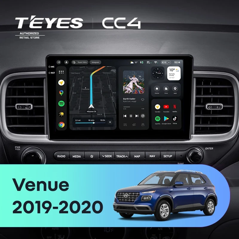 Штатная магнитола Teyes CC4 6/64 Hyundai Venue (2019-2020) Правый руль