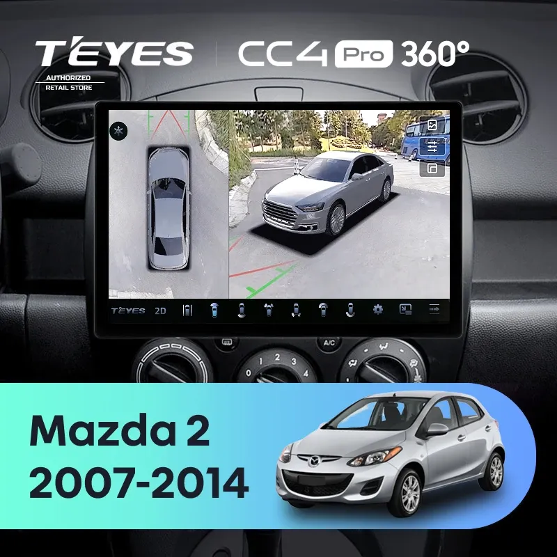 Штатная магнитола Teyes CC4 Pro 360 8/128 Mazda 2 DE (2007-2014) (13")