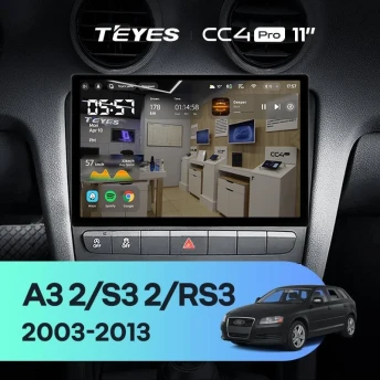 Штатная магнитола Teyes CC4 Pro 8/128 Audi RS3 1 (2011-2012) (11")