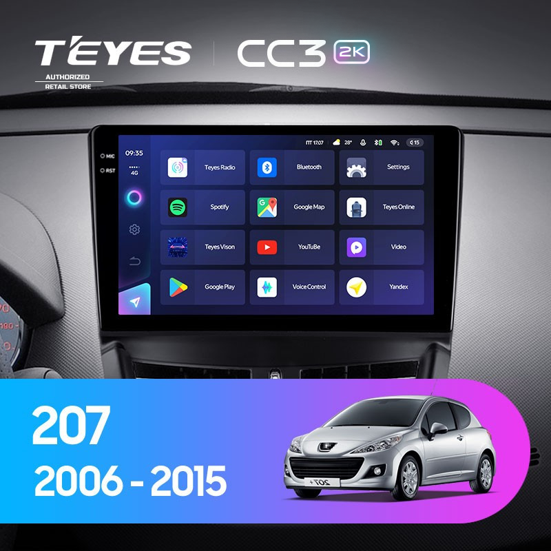 Штатная магнитола Teyes CC3 2K 4/64 Peugeot 207 (2006-2015)