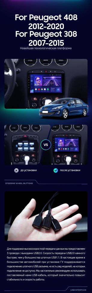 Штатная магнитола Teyes CC3 4/32 Peugeot 408 1 T7 (2012-2020)