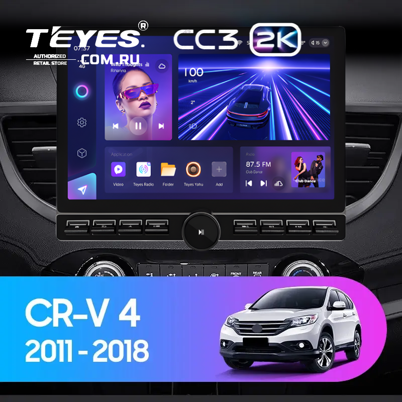 Штатная магнитола Teyes CC3 2K 6/128 Honda CR-V 4 RM RE (2011-2018) Тип-B (13" с кнопками) 10 inch