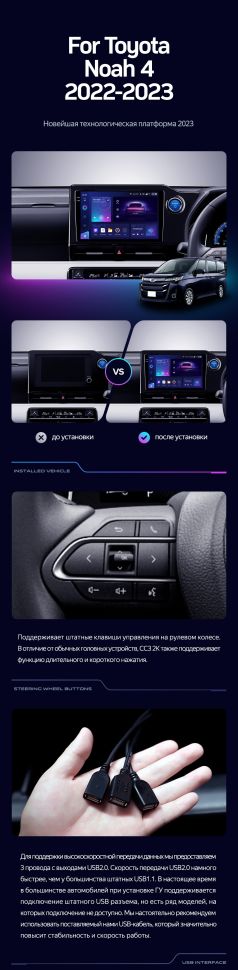Штатная магнитола Teyes CC3 2K 360 6/128 Toyota Noah 4 R90 (2022-2023) Правый руль