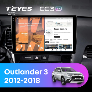 Штатная магнитола Teyes CC3 2K 4/64 Mitsubishi Outlander 3 GF0W GG0W (2012-2018) Тип-B (13")