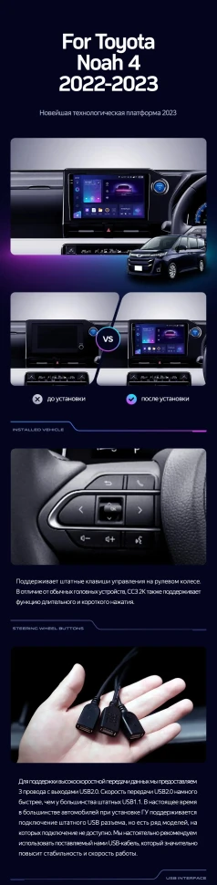 Штатная магнитола Teyes CC3 2K 6/128 Toyota Noah 4 R90 (2022-2023) Правый руль