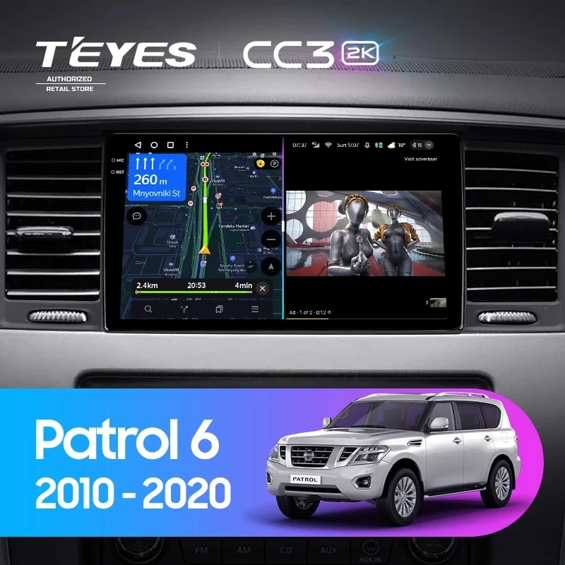 Штатная магнитола Teyes CC3 2K 6/128 Nissan Patrol Y62 (2010-2020) F1 9"