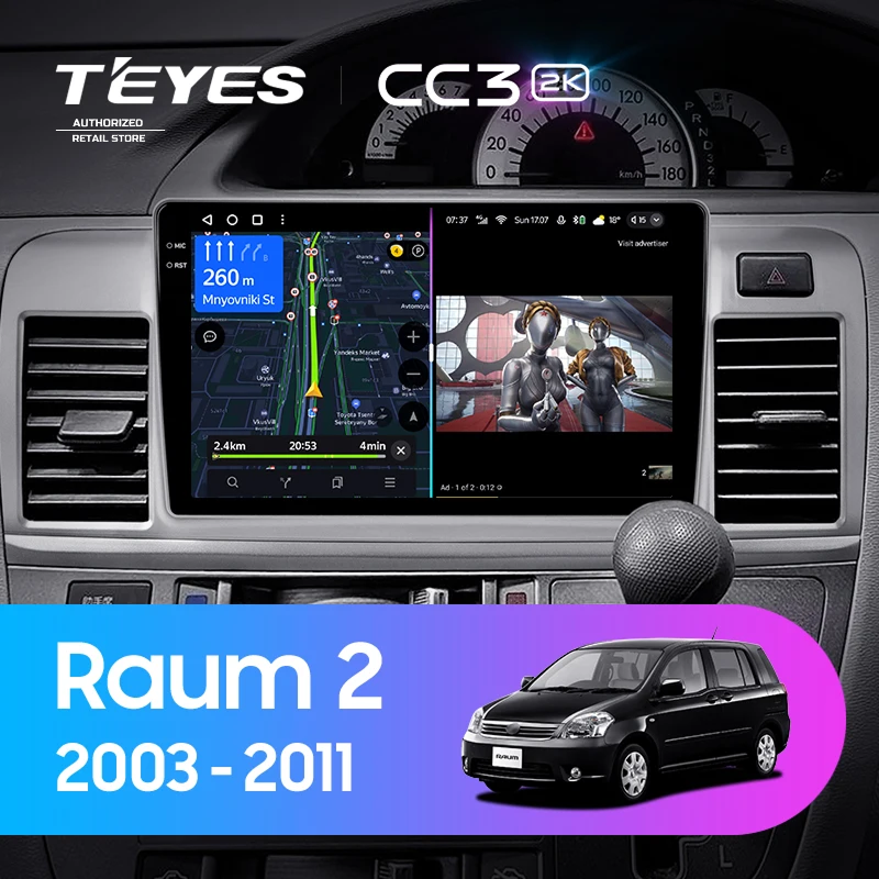 Штатная магнитола Teyes CC3 2K 6/128 Toyota Raum 2 (2003-2011)