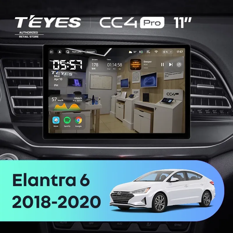 Штатная магнитола Teyes CC4 Pro 8/128 Hyundai Elantra 6 (2018-2020) Тип-B (11")