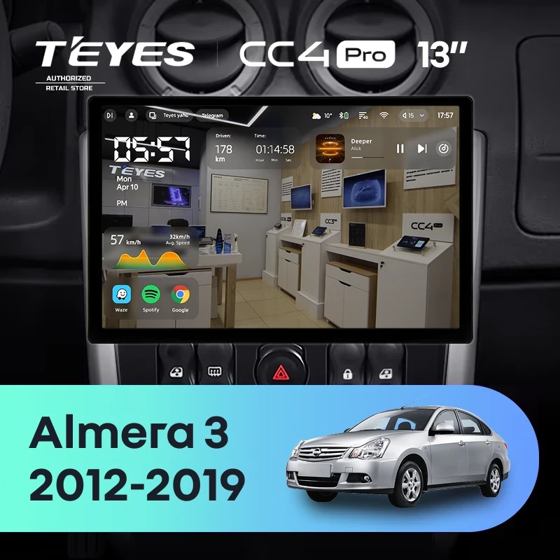 Штатная магнитола Teyes CC4 Pro 8/128 Nissan Almera 3 G15 (2012-2019) F2 (13")