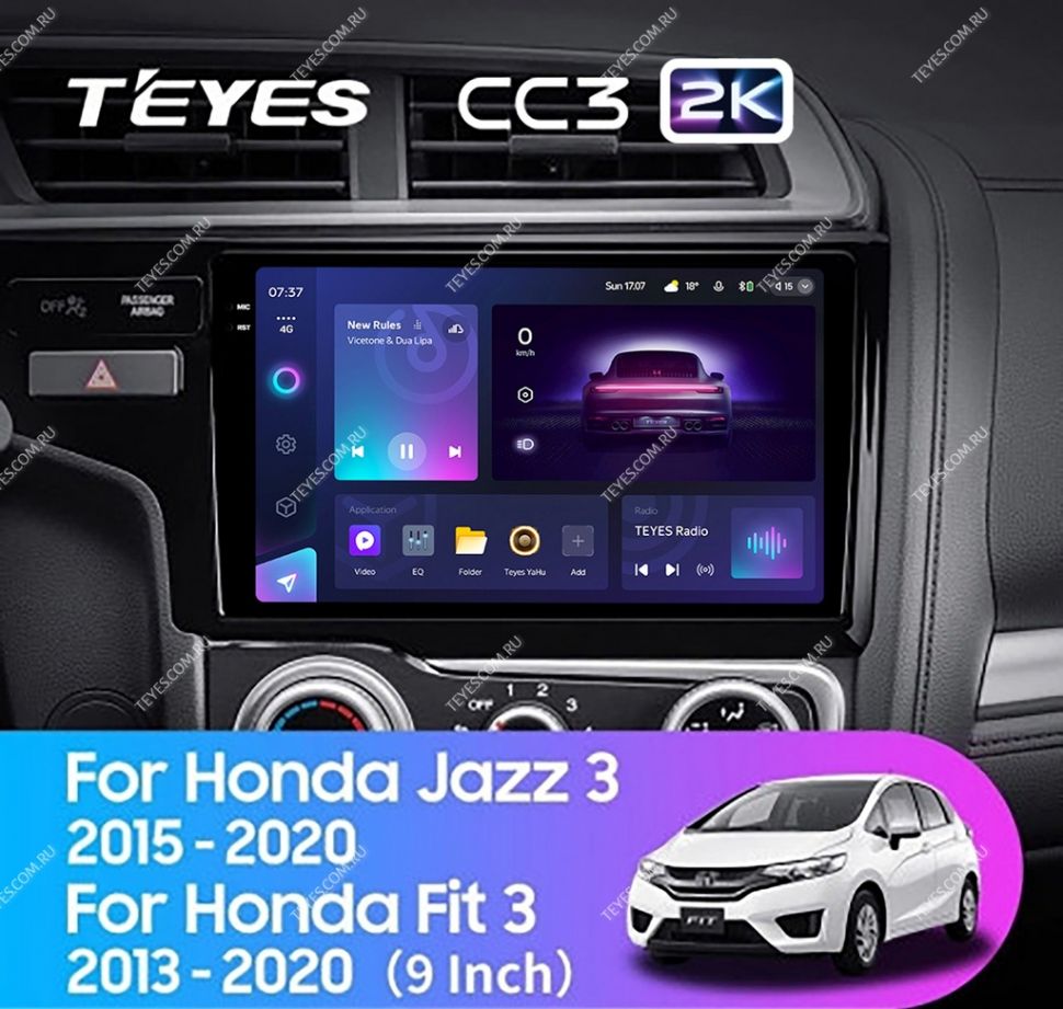 Штатная магнитола Teyes CC3 2K 4/64 Honda Jazz 3 (2015-2020) Тип-B
