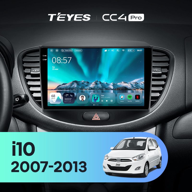 Штатная магнитола Teyes CC4 Pro 8/128 Hyundai i10 (2007-2013)