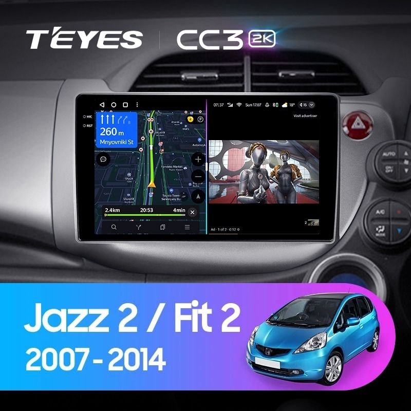 Штатная магнитола Teyes CC3 2K 6/128 Honda Fit GE GP GE (2007-2014) Правый руль