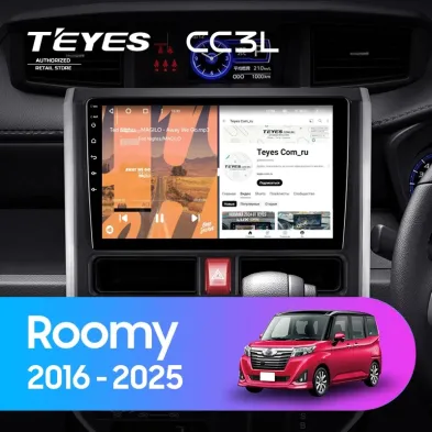 Штатная магнитола Teyes CC3L 4/32 Toyota Roomy (2016-2025) Правый руль