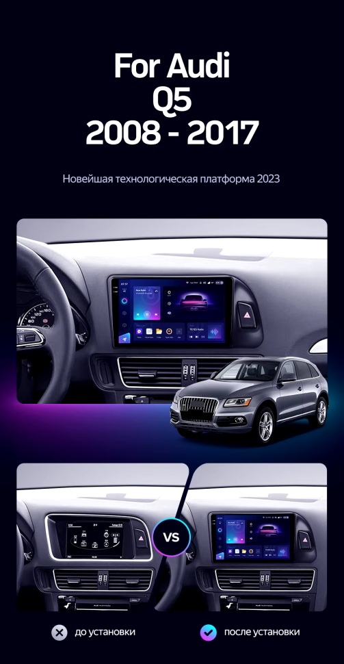 Штатная магнитола Teyes CC3 2K 360 6/128 Audi Q5 8R (2008-2017) Тип-A