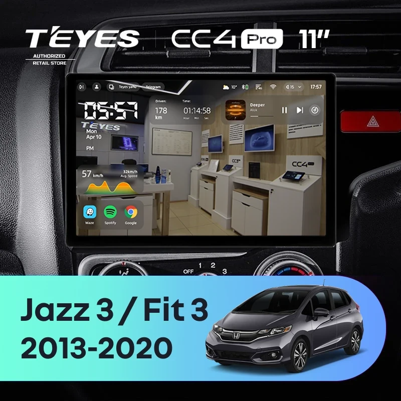 Штатная магнитола Teyes CC4 Pro 12/256 Honda Jazz 3 (2015-2020) Тип-B Правый руль (11")