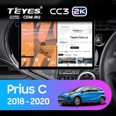 Штатная магнитола Teyes CC3 2K 4/64 Toyota Prius C (2018-2020) Правый руль (13")