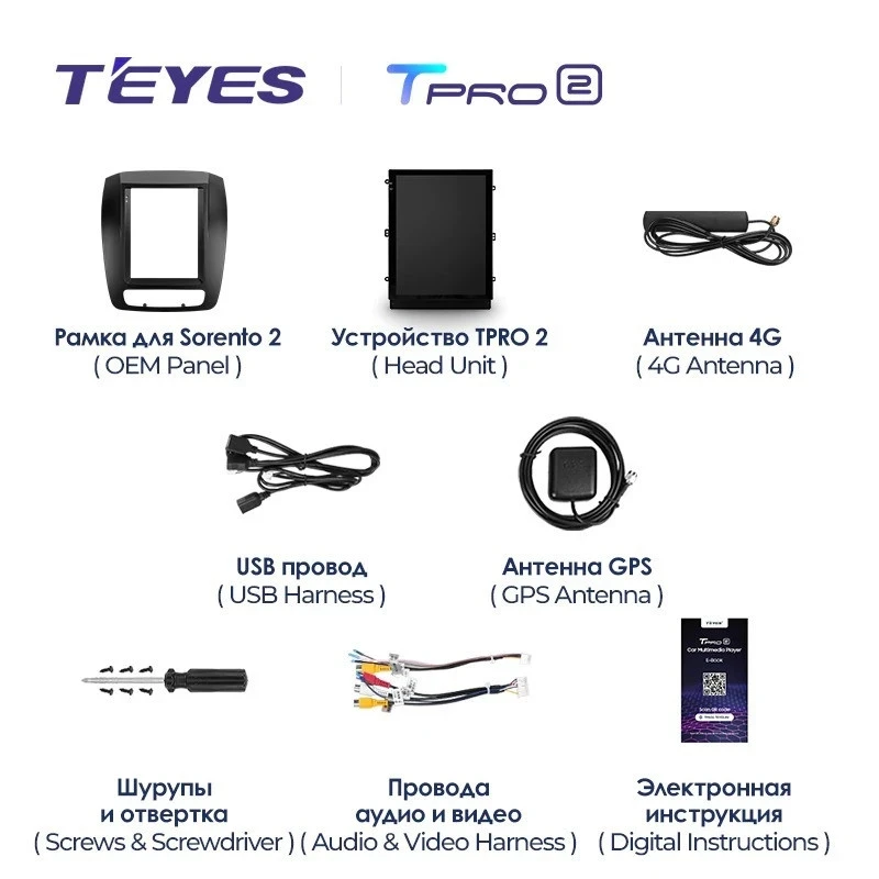 Штатная магнитола Tesla style Teyes TPRO 2 4/64 Kia Sorento 2 XM (2012-2021) F1