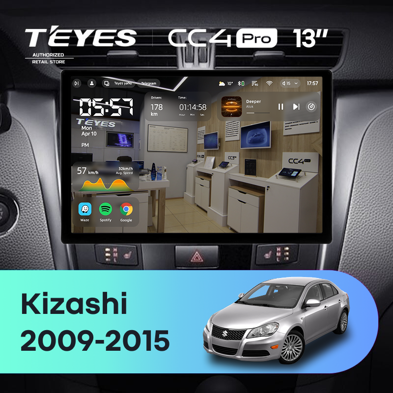 Штатная магнитола Teyes CC4 Pro 8/128 Suzuki Kizashi (2009-2015) (13")