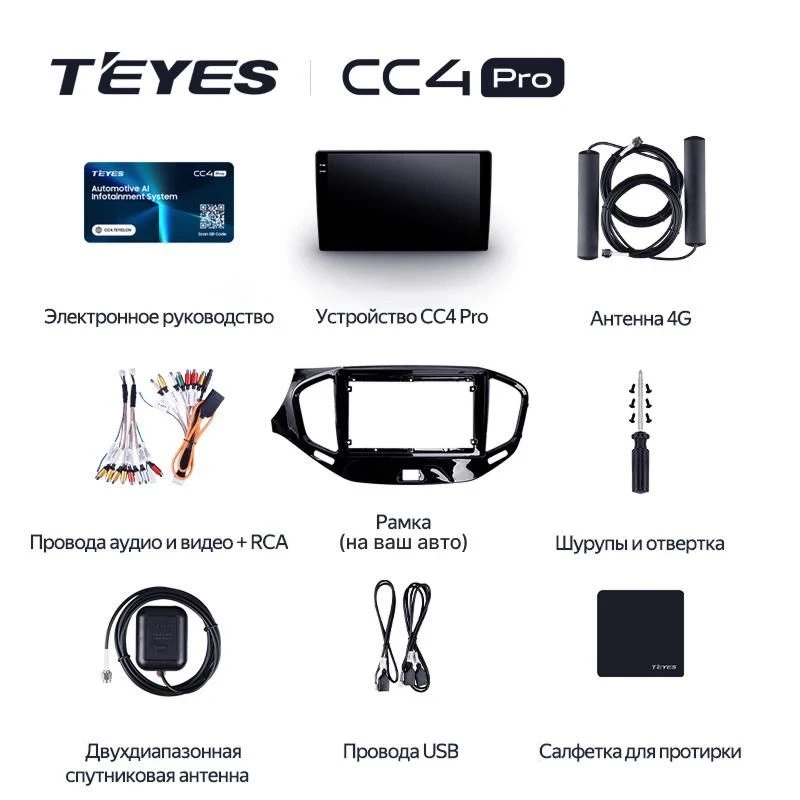 Штатная магнитола Teyes CC4 Pro 8/128 Toyota RAV4 4 XA40 5 XA50 (2012-2018) Правый руль