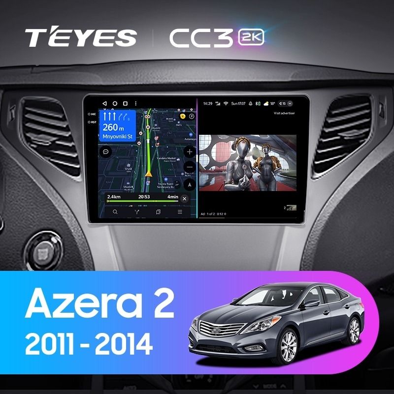 Штатная магнитола Teyes CC3 2K 4/64 Hyundai Azera 2 (2011-2014)