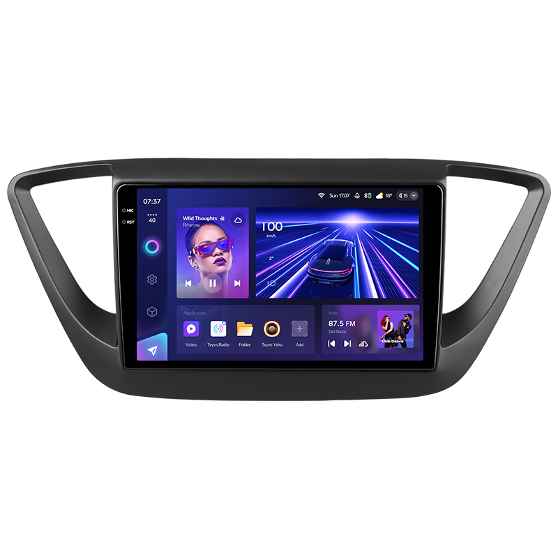 Переходная рамка Hyundai Solaris 2 (2017-2020) (чёрный матовый) F2 Тип-B (9")