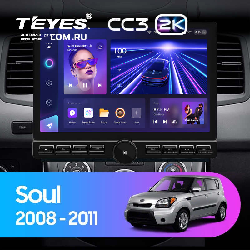 Штатная магнитола Teyes CC3 2K 6/128 Kia Soul 1 (2008-2014) (13" с кнопками)