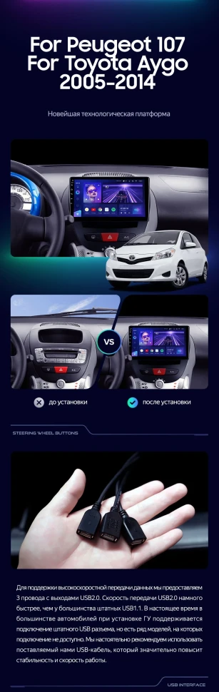 Штатная магнитола Teyes CC3L 4/32 Toyota Aygo (2005-2014)