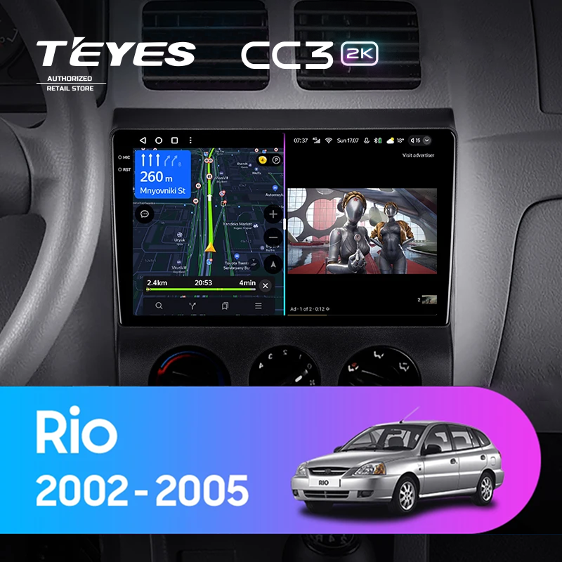 Штатная магнитола Teyes CC3 2K 4/64 Kia Rio 1 (2002-2005)
