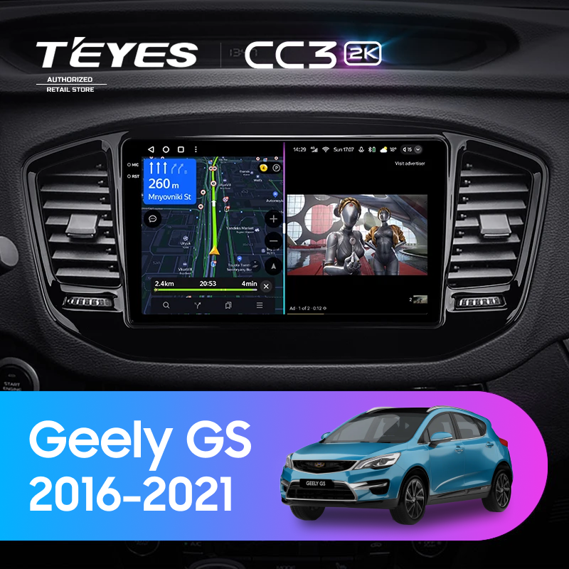 Штатная магнитола Teyes CC3 2K 360 6/128 Geely GS (2016-2021)