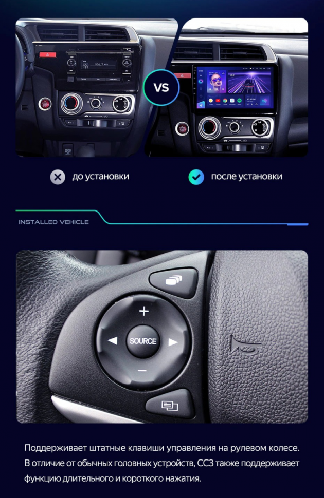 Штатная магнитола Teyes CC3 4/32 Honda Fit 3 (2013-2020) Тип-B