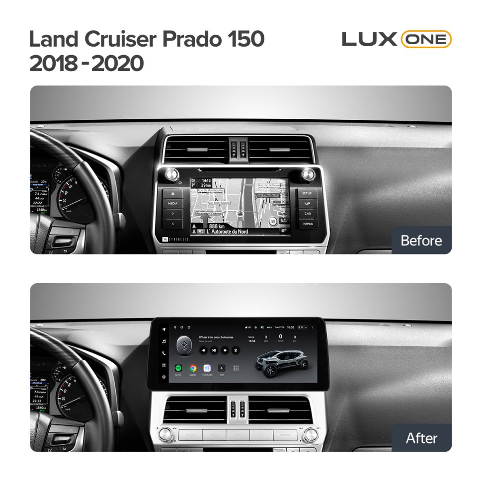 Переходная рамка Toyota Land Cruiser Prado 150 (2018-2020) (12,3")
