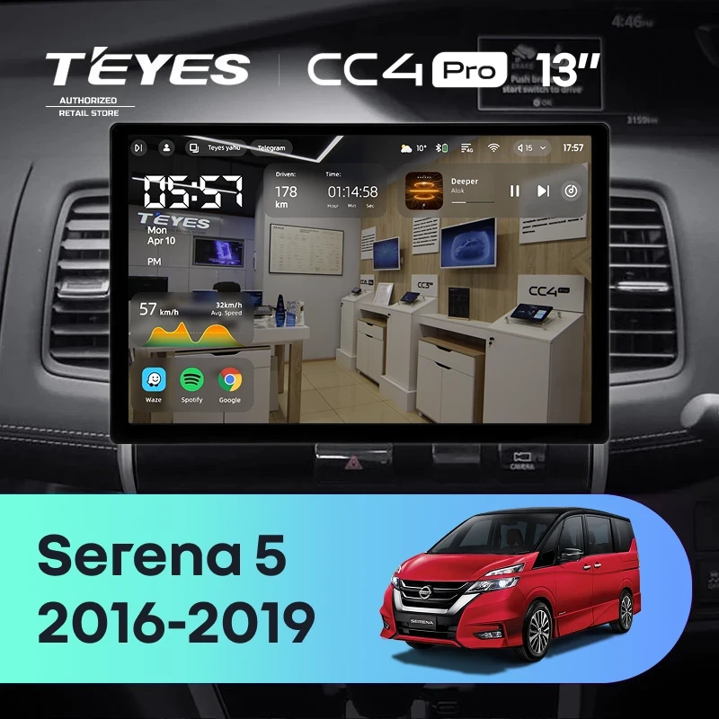 Штатная магнитола Teyes CC4 Pro 8/128 Nissan Serena 5 C27 (2016-2019) F2 Правый руль (13")