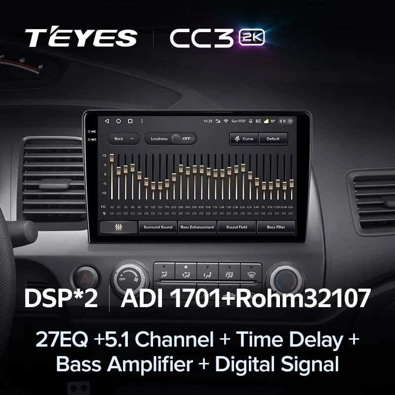 Штатная магнитола Teyes CC3 2K 360 6/128 Honda Civic 8 FK FN FD (2005-2012)