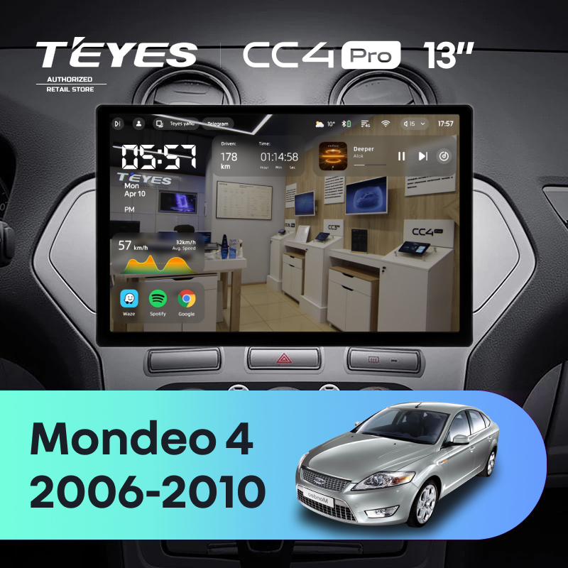 Штатная магнитола Teyes CC4 Pro 8/128 Ford Mondeo 4 (2006-2010) (13")