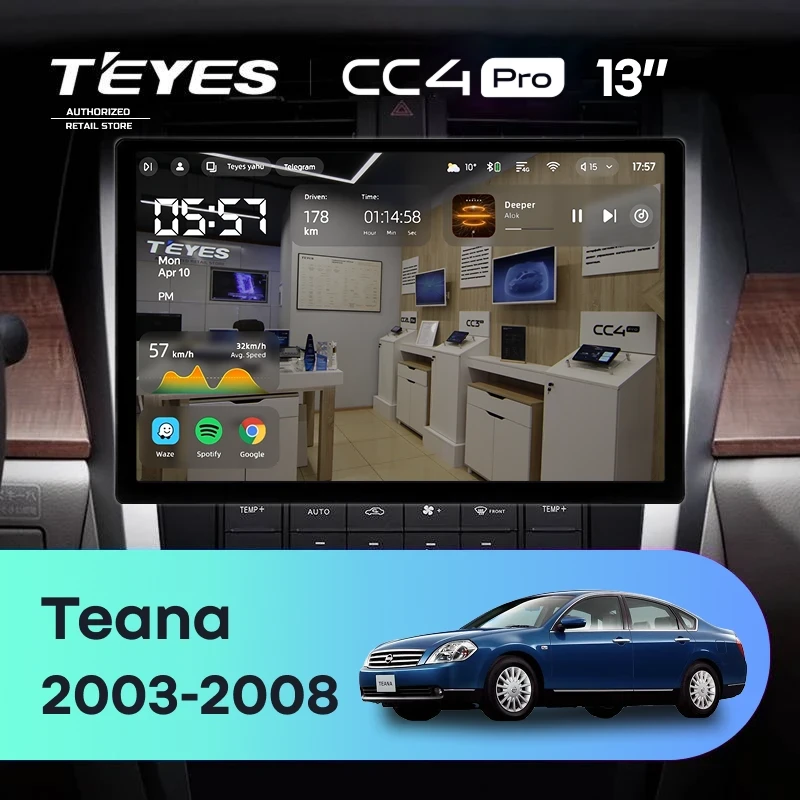 Штатная магнитола Teyes CC4 Pro 8/128 Nissan Teana J31 (2003-2008) F2 (13")