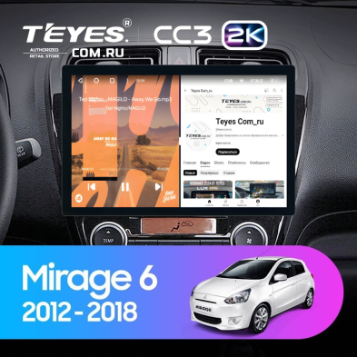 Штатная магнитола Teyes CC3 2K 4/32 Mitsubishi Mirage 6 (2012-2018) (11")