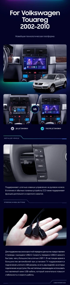 Штатная магнитола Teyes CC3 4/32 Volkswagen Touareg GP (2002-2010) F1