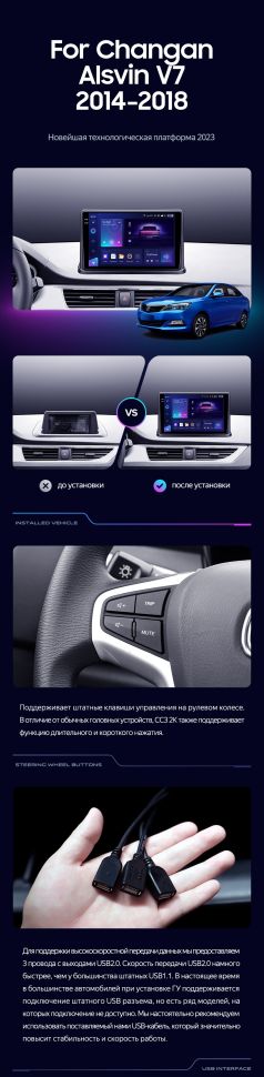 Штатная магнитола Teyes CC3 2K 360 6/128 Changan Alsvin V7 (2014-2018)