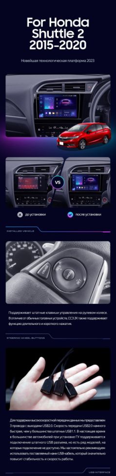 Штатная магнитола Teyes CC3 4/32 Honda Shuttle 2 (2015-2020) Правый руль