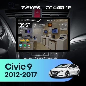 Штатная магнитола Teyes CC4 Pro 8/128 Honda Civic 9 FK FB (2012-2017) (11")
