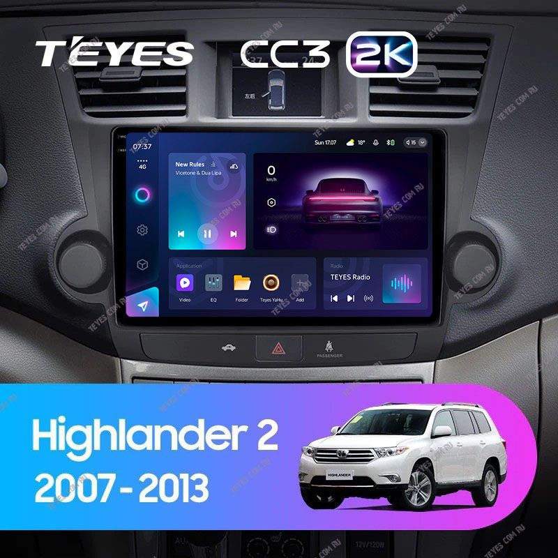 Штатная магнитола Teyes CC3 2K 4/64 Toyota Highlander 2 XU40 (2007-2013) F2 10"