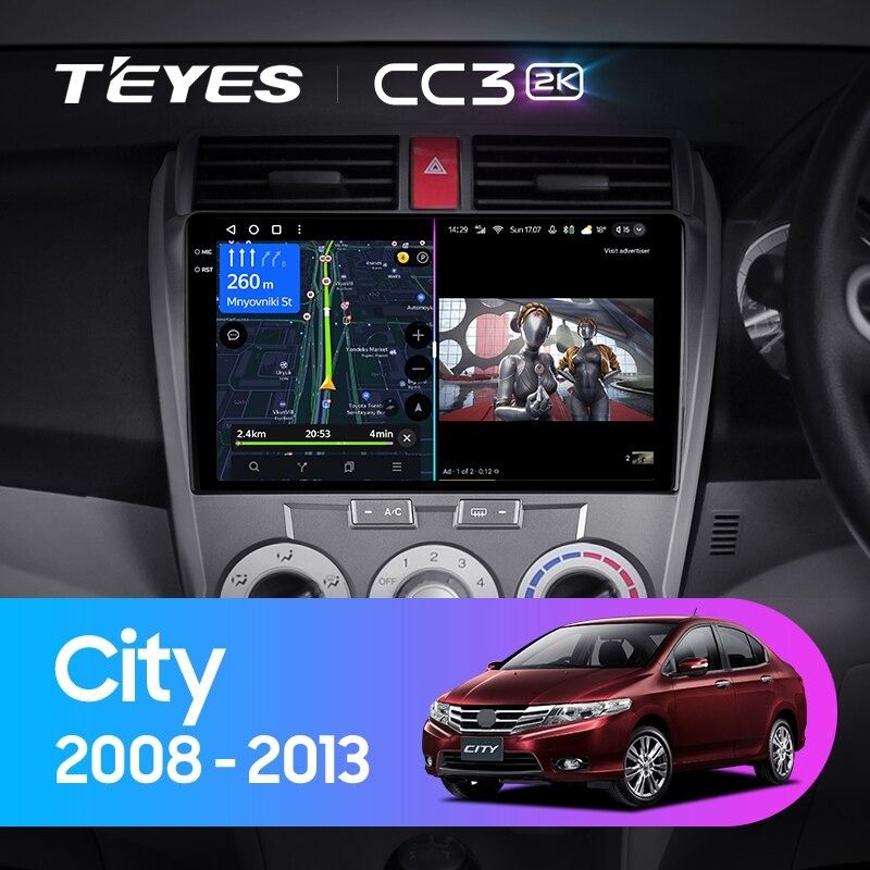 Штатная магнитола Teyes CC3 2K 360 6/128 Honda City (2008-2013)